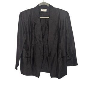 Calvin Klein Black Open-Front Blazer Womens 6 Lightweight Office Career Linen